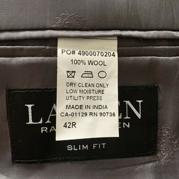 Ralph Lauren Mens Suit Jacket Blazer Slim Fit Gray Wool Sz 42 Regular Two Button - Picture 4 of 12